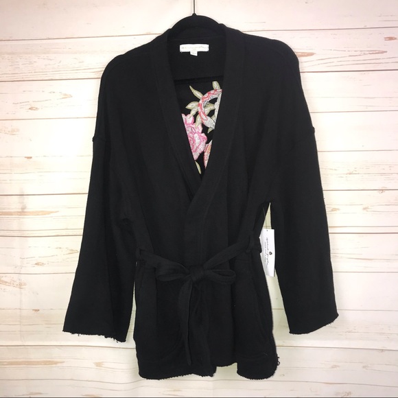 SPIRITUAL GANGSTER FLORAL EMBROIDERED WRAP KIMONO - Picture 6 of 16